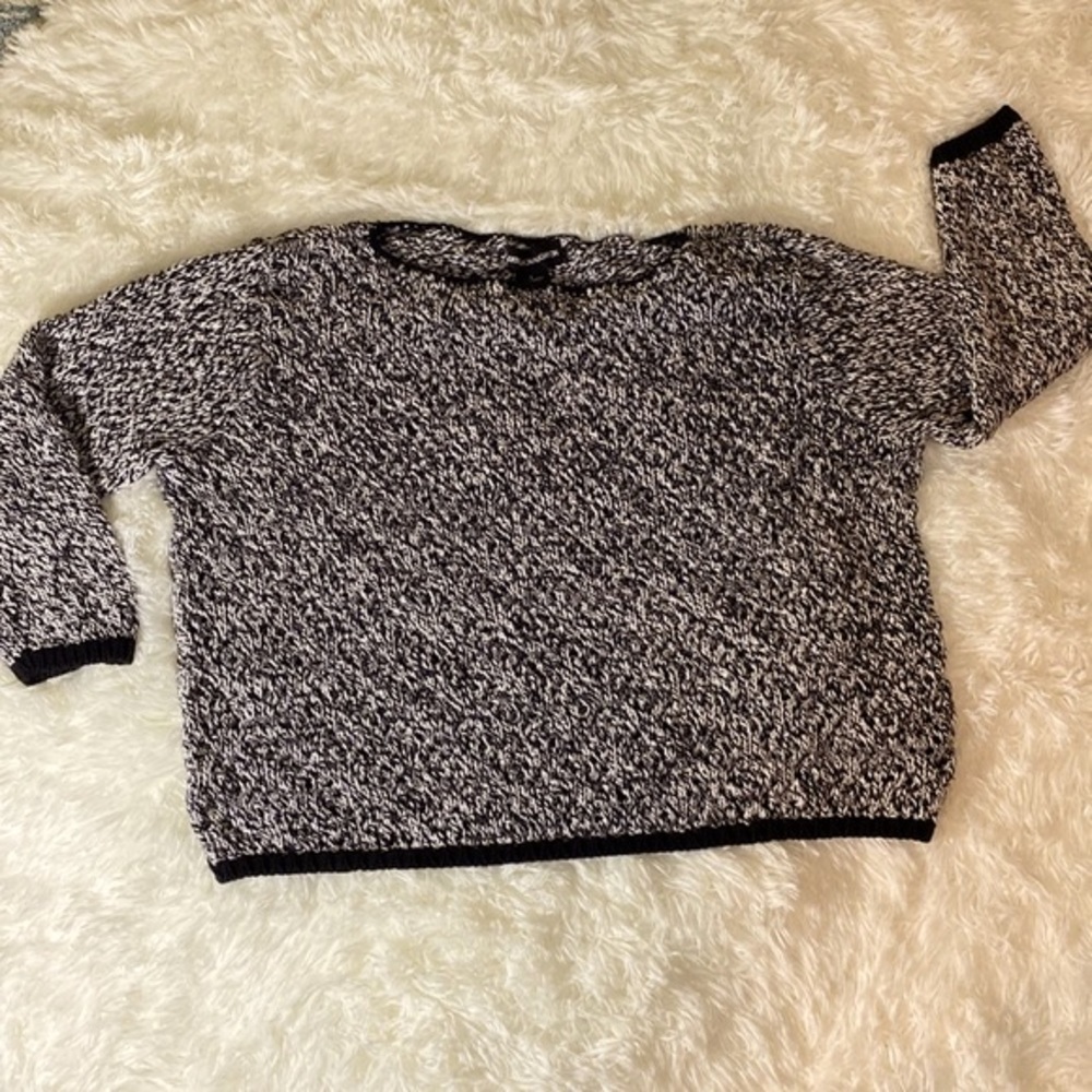 NORTON MCNAUGHTON LOOSE KNIT BLACK and WHITE CREW NECK SWEATER Size L GUC